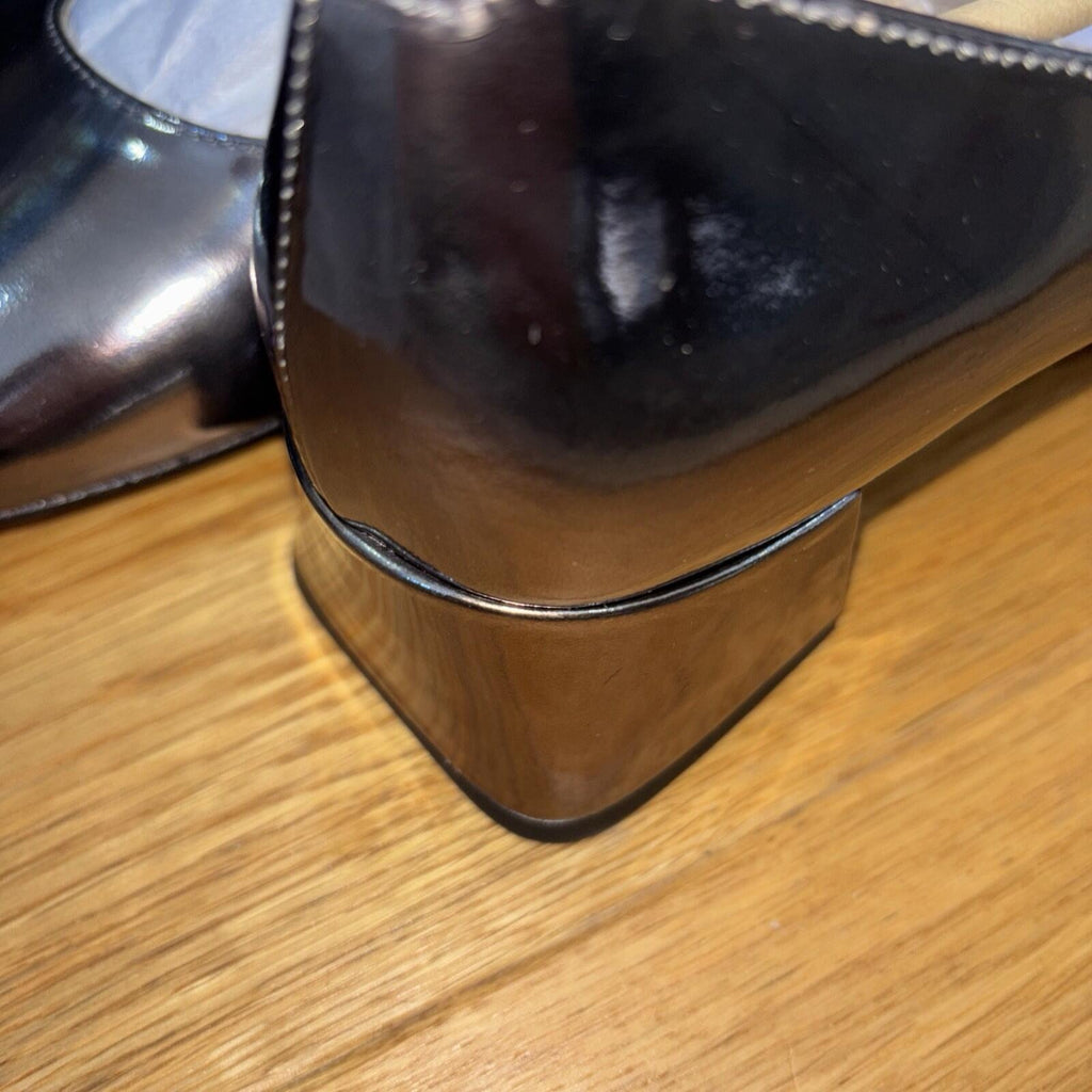 Coach Angelina Patent Leather Mary Jane Shoes UK 8 Anthracite Metallic BNIB