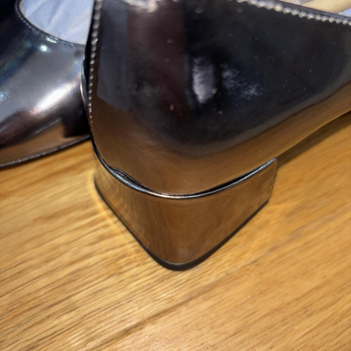 Coach Angelina Patent Leather Mary Jane Shoes UK 8 Anthracite Metallic BNIB
