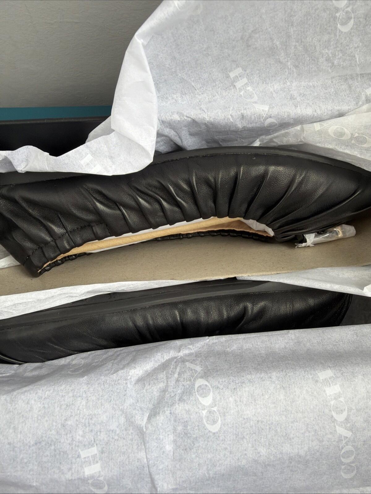 Coach Eleanor Leather Ballet Flat Shoes C6755 Black Uk 4.5 BNIB