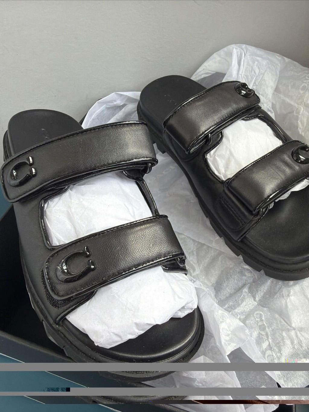 Coach Black Leather Sculpted C Double Band Sandal UK 5 EU37.5 £195 BNIB