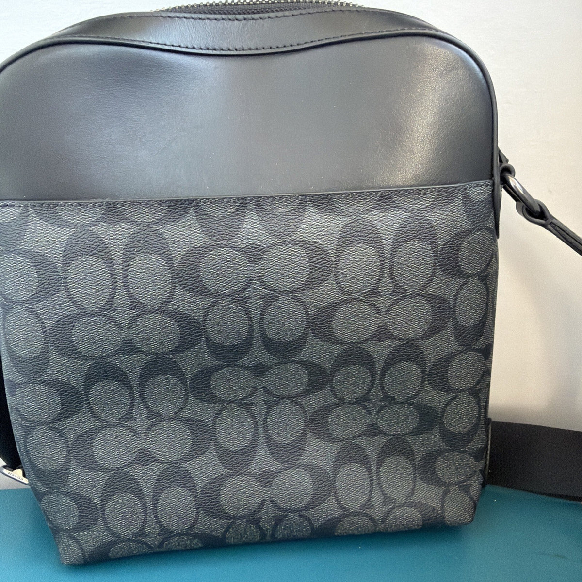 356 Coach Houston Flight Bag In Signature Canvas & Leather Black New £350