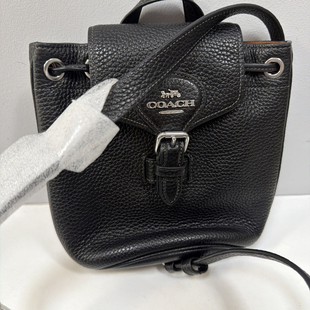 358 Coach Amelia Black Pebble Leather Backpack Rucksack BN Missing One Strap BN