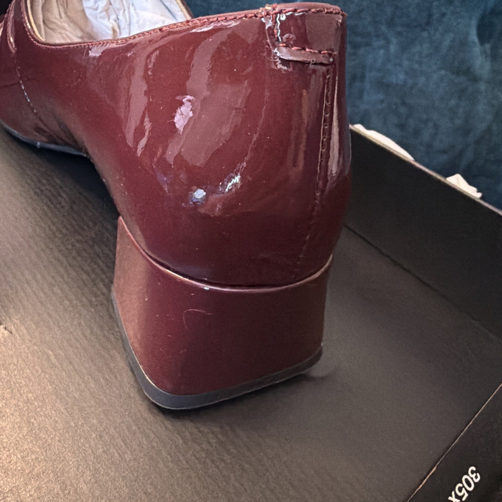 Coach Angelina Patent Leather Mary Jane Shoes UK 4.5 Merlot Burgundy BNIB
