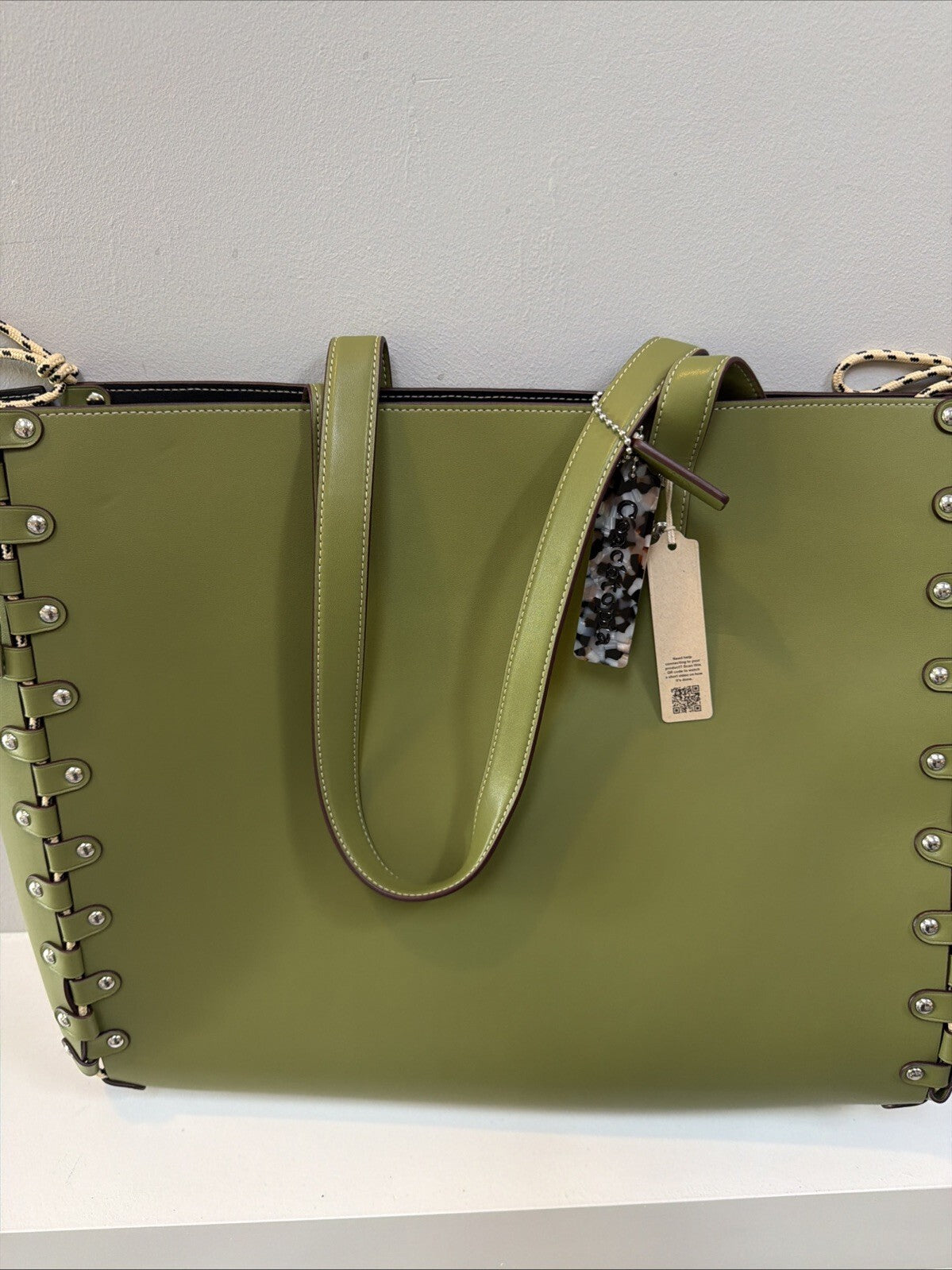 Coach CO667 Re Laceable Tote Olive Green Coachtopia Leather Pouch Medium Bag BN