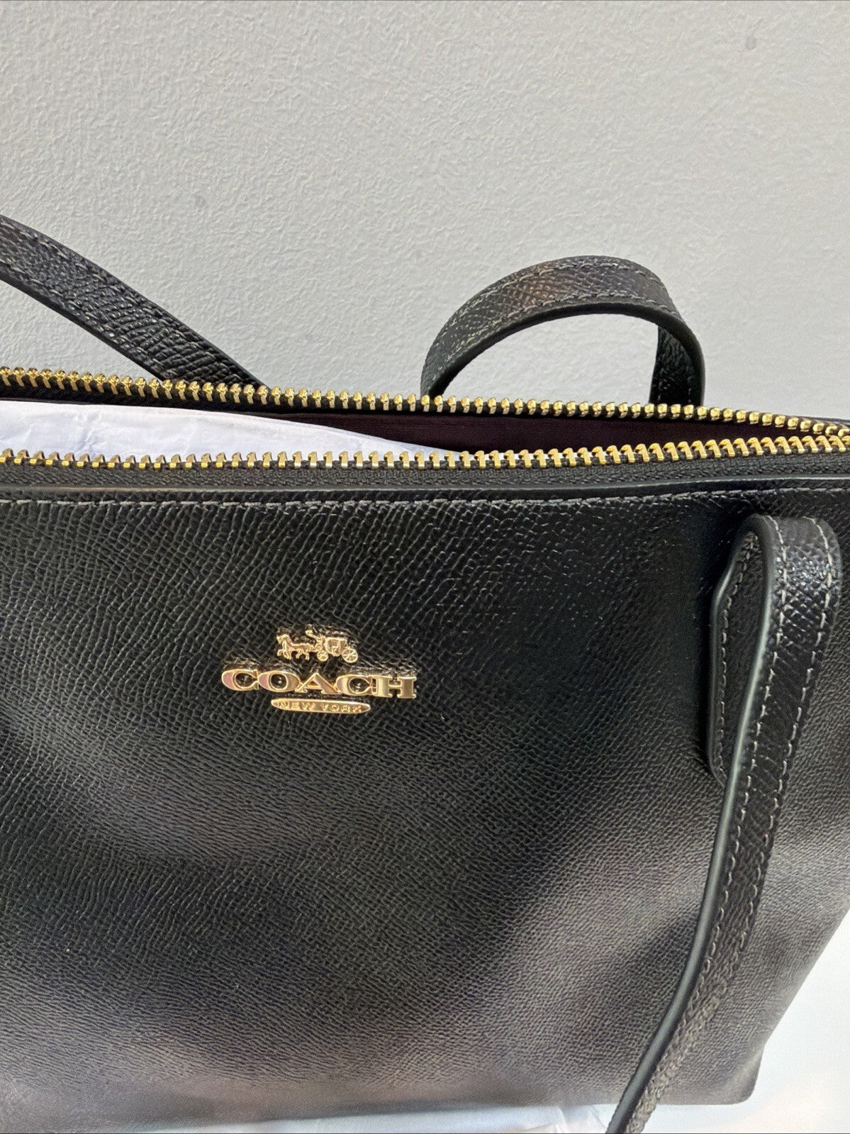 Coach FIONA Black Leather Tote Bag Zip Top Gold Logo Hardware BNWT £350