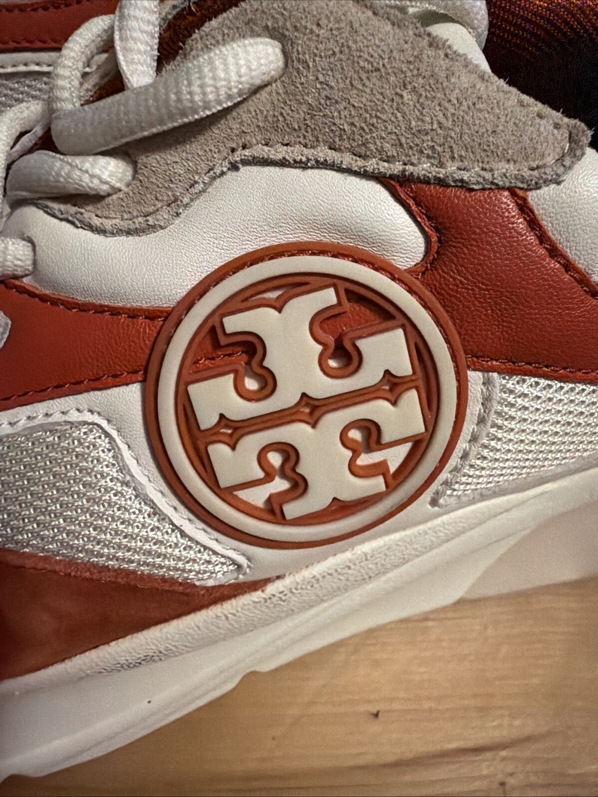 Tory Burch Sawyer Trainer Orange Suede Athletic Shoes Uk 7 New £245