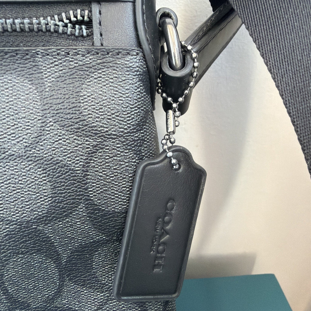 356 Coach Houston Flight Bag In Signature Canvas & Leather Black New £350