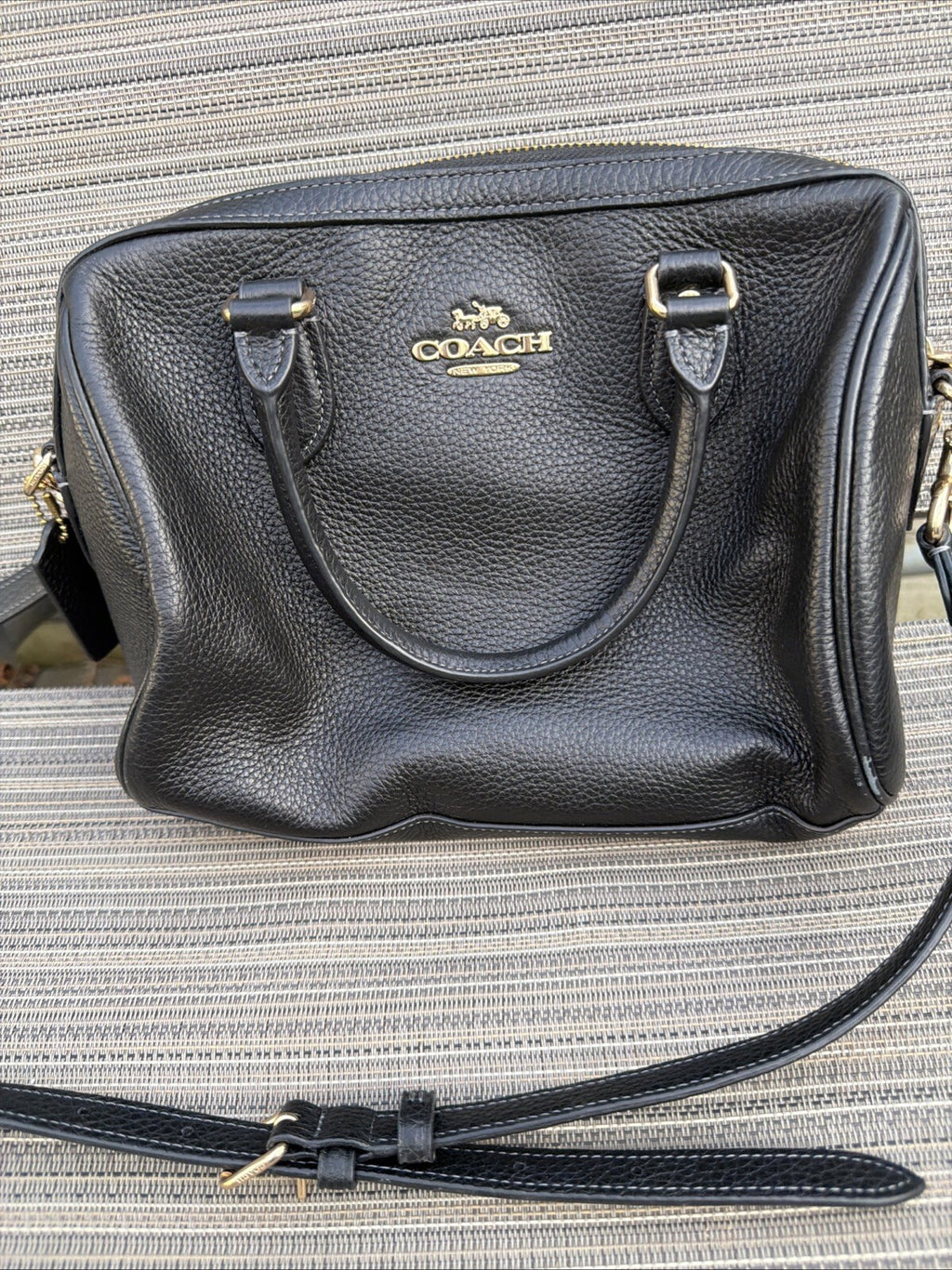 Coach Rowan Satchel in Refined Pebbled Leather Black BN