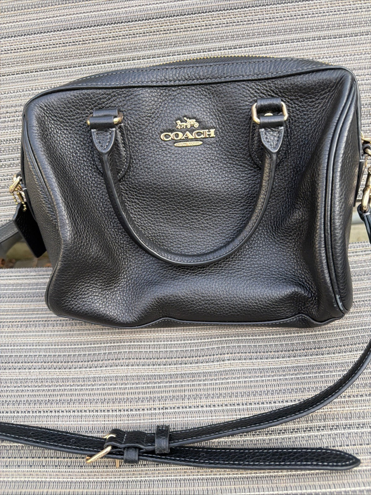 Coach Rowan Satchel in Refined Pebbled Leather Black BN