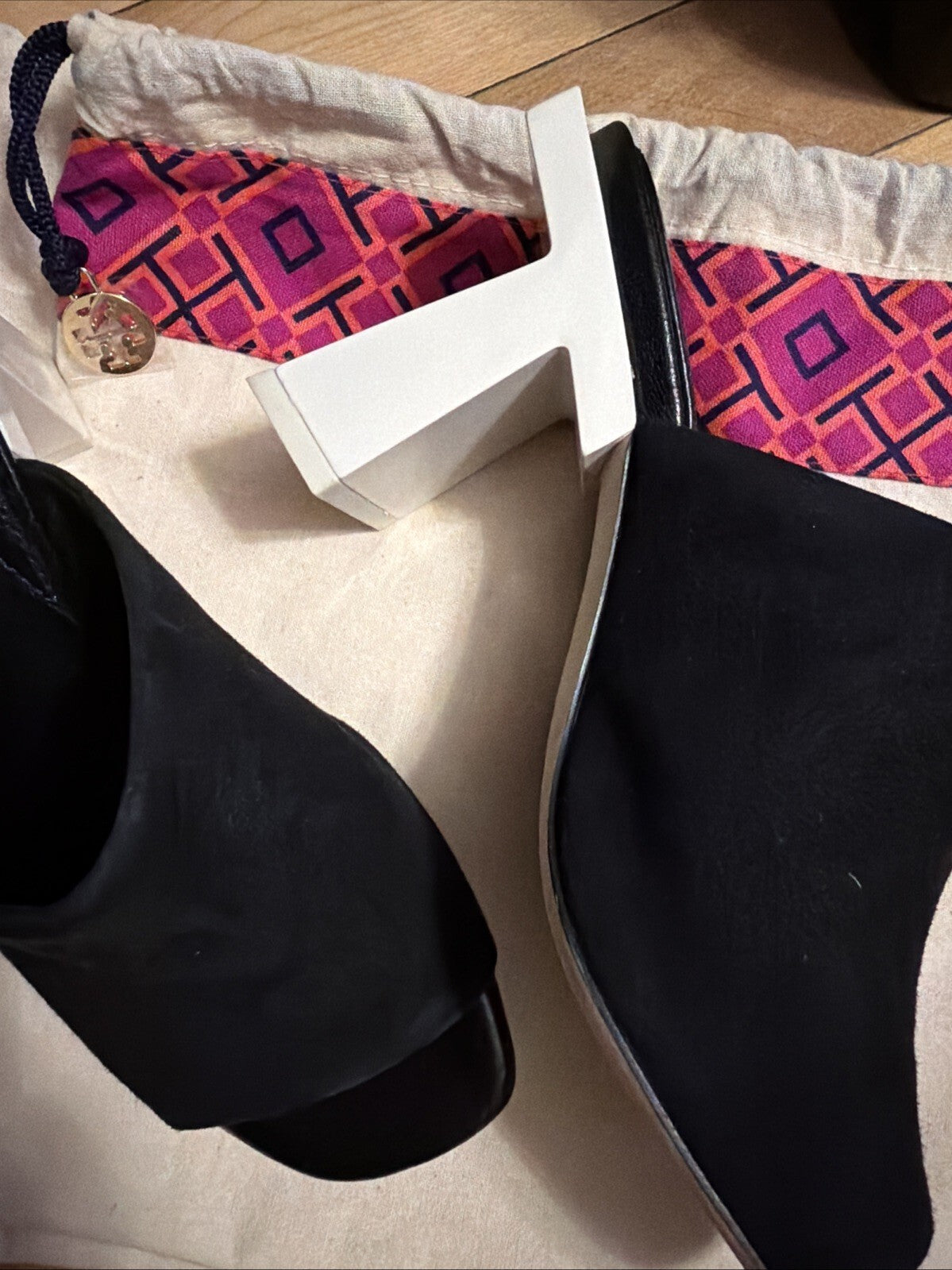 TORY BURCH Black Suede T Block Slip-On Mule Uk 3.5 $368 With Dust Bag New