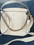 Coach Signature Chain Hobo Shoulder Leather Bag Chalk Ivory New 2 Straps
