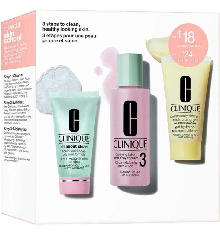 Clinique Skincare Routine 3 Steps Normal To Oily Skin Gift Set BNIB Soap Lotion