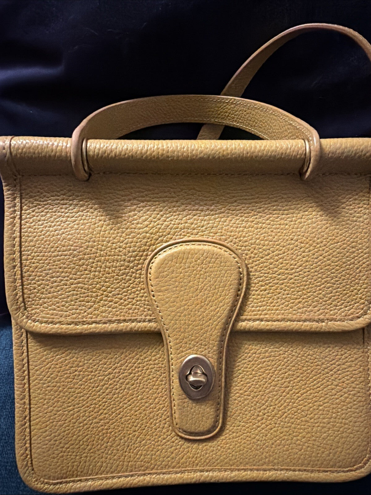 Coach Willis Top Handle 18 Crossbody Pebbled Leather Flax Mustard New