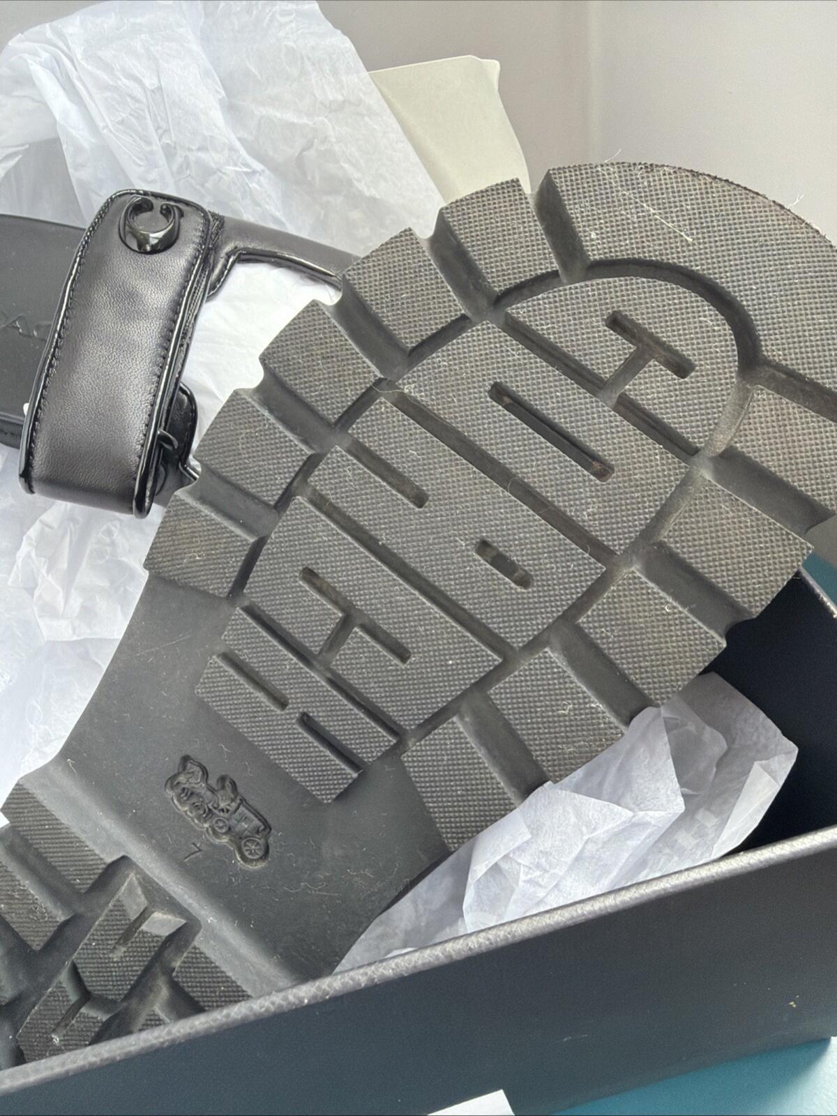 Coach Black Leather Sculpted C Double Band Sandal UK 5 EU37.5 £195 BNIB