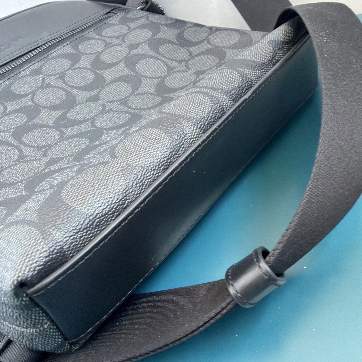 356 Coach Houston Flight Bag In Signature Canvas & Leather Black New £350