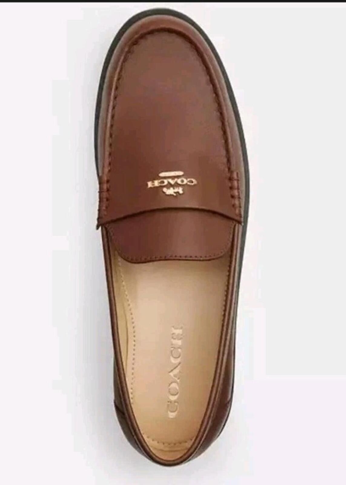 Coach Janie Loafer Dark Saddle UK 7 US 9 EUR 39.5 RRP £225 Leather
