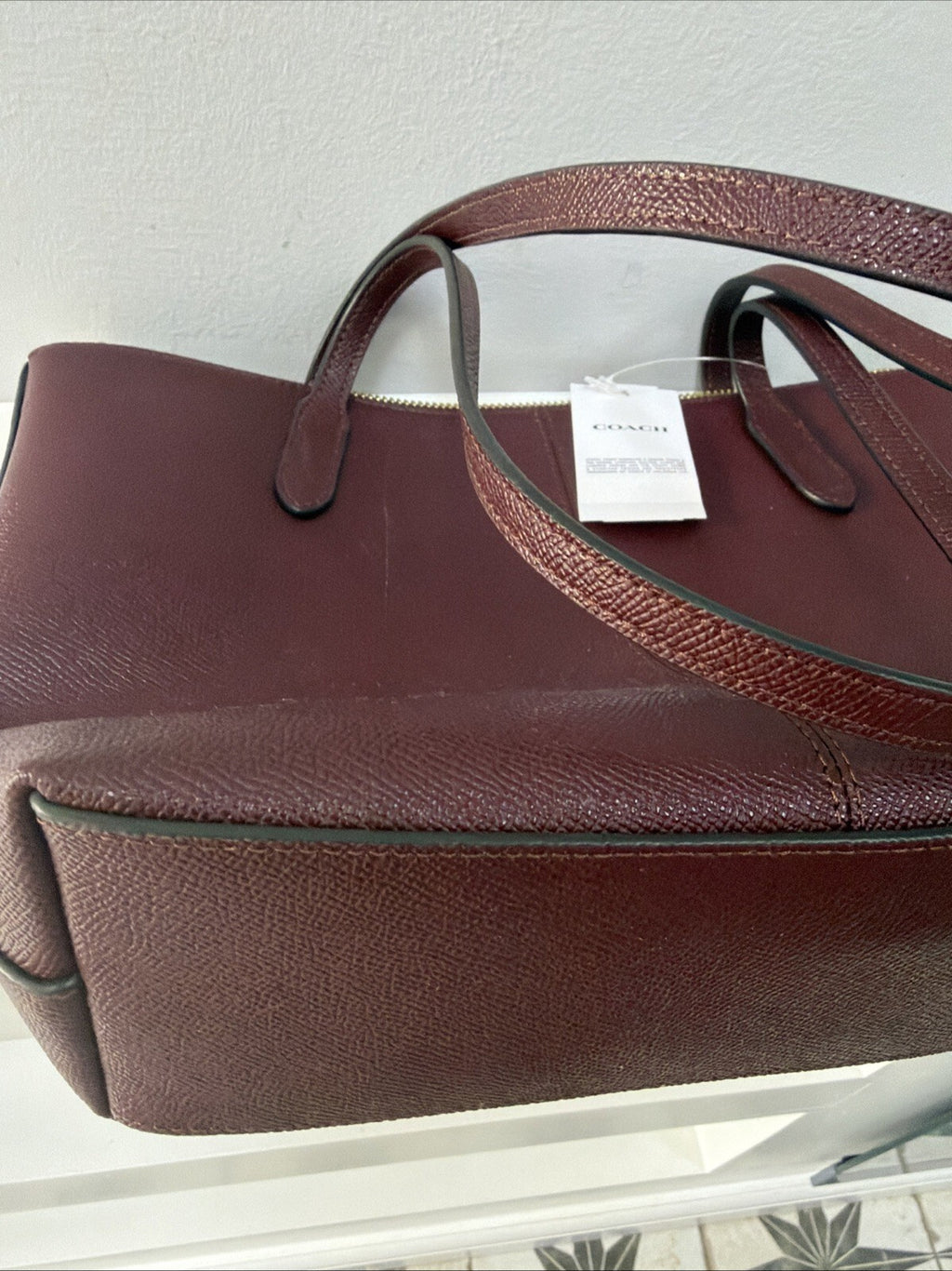 Coach FIONA Merlot Leather Tote Bag Zip Top Gold Logo Hardware BNWT £350
