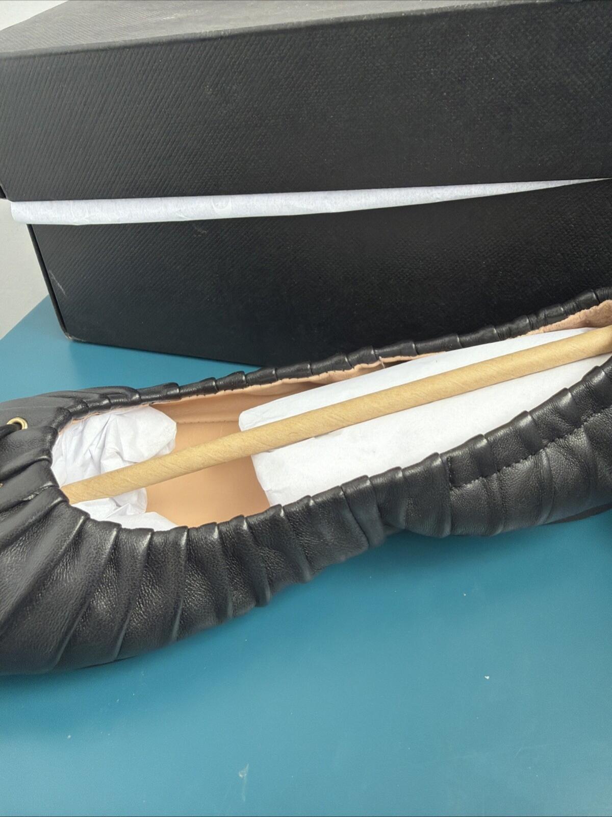 Coach Eleanor Leather Ballet Flat Shoes C6755 Black Uk 4.5 BNIB