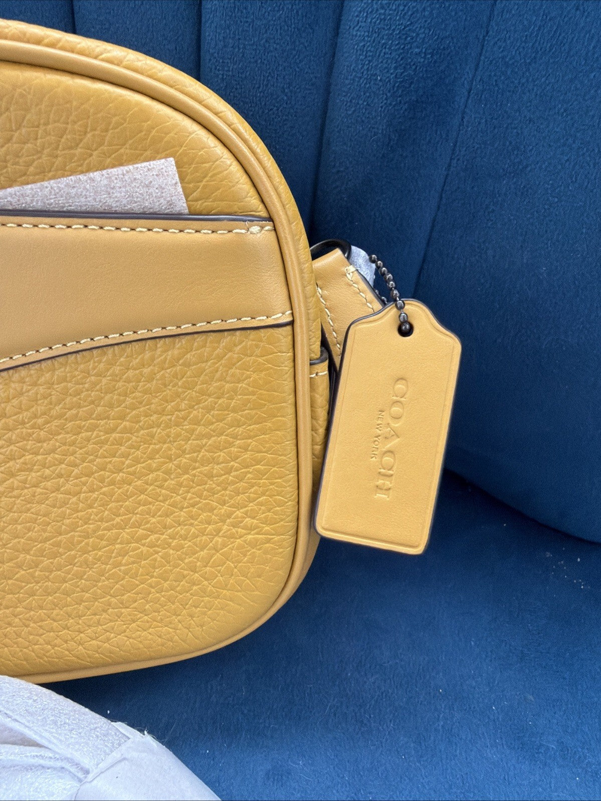 COACH Leather Camera Bag Shoulder Bag CC386 Flax / Mustard Yellow  BN