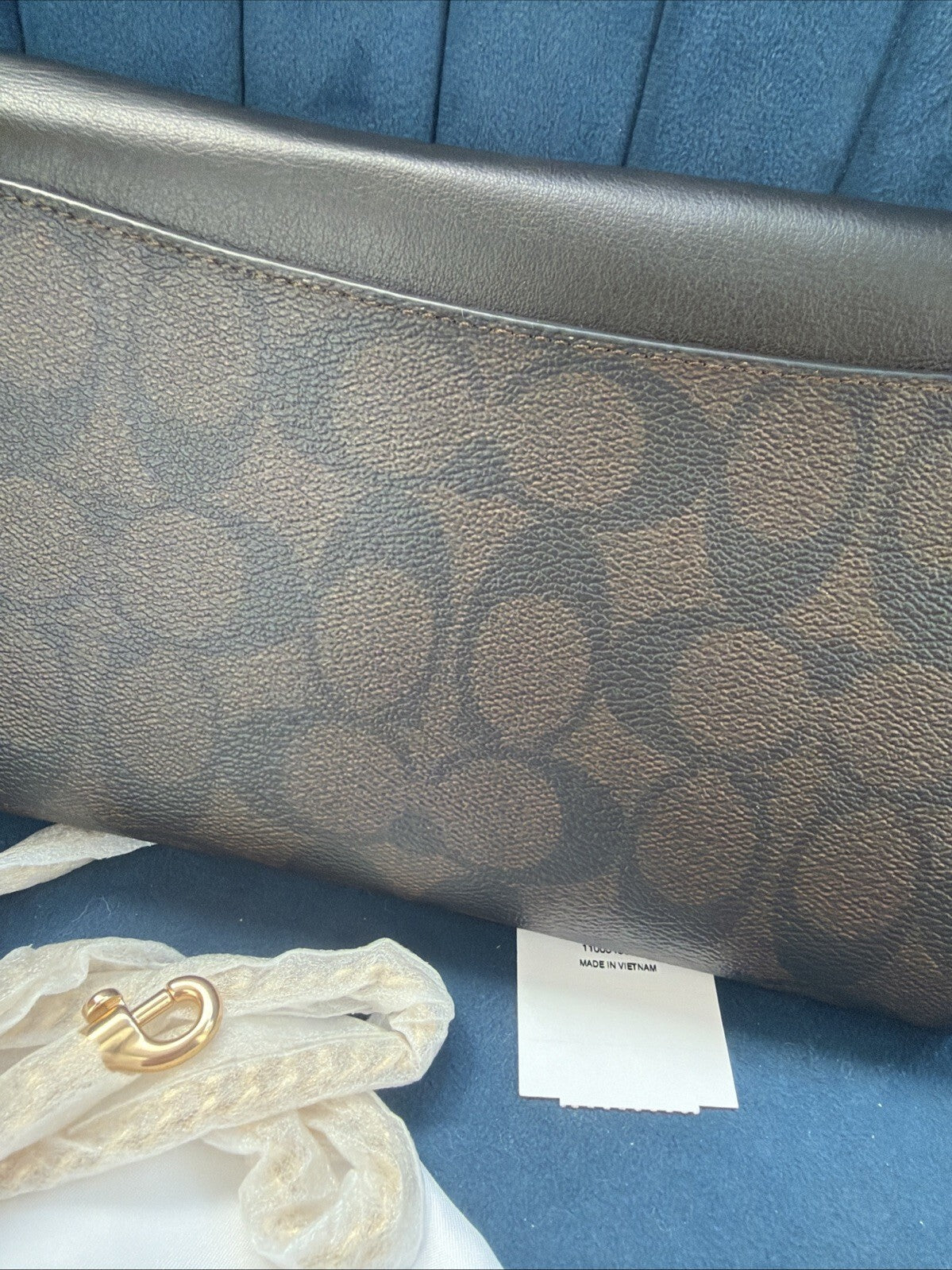 Coach Signature Envelope Clutch Crossbody Chain Strap Brown Black BNWT