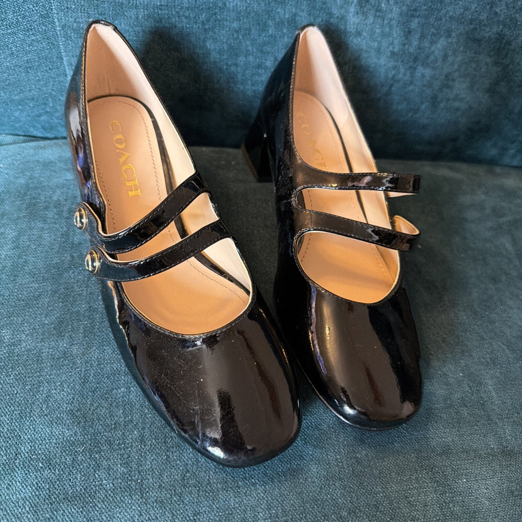 Coach Angelina Patent Leather Mary Jane Shoes UK 3.5 Black  BN