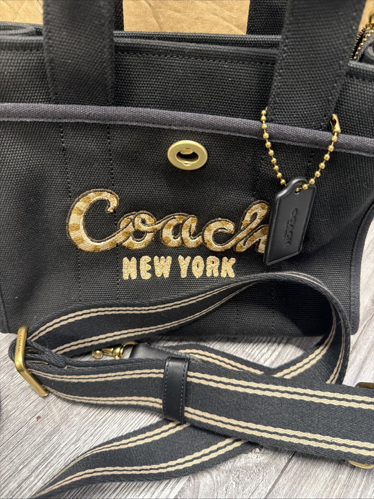 Coach custom 2025 Lunar New Year Cargo Tote 26 Black Snake Script New Rare! BN