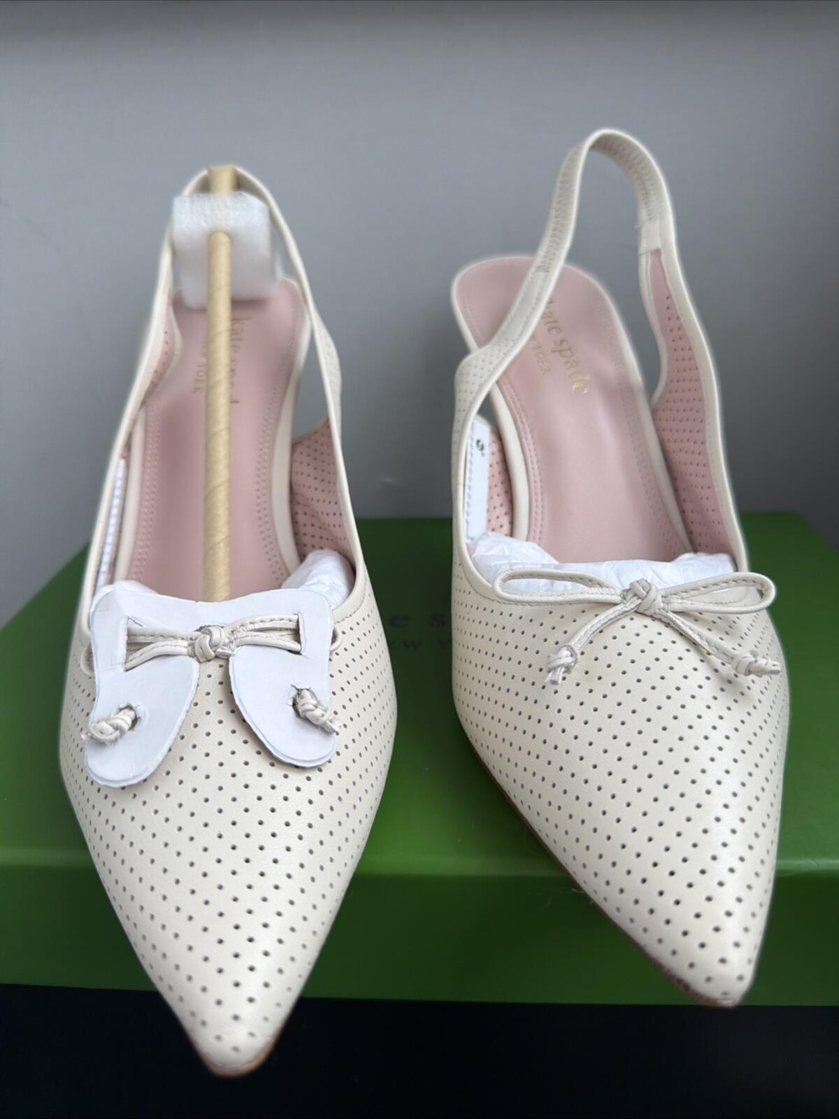 kate spade Veronica High Slingback Heels Pumps Uk 7.5 Parchment Ivory BNIB £250