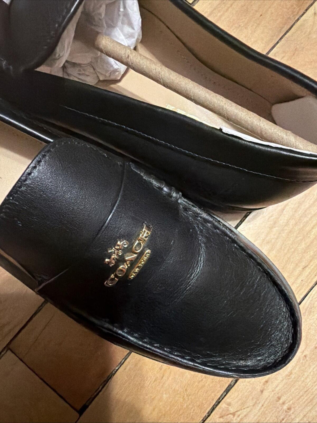 Coach Janie Leather Loafers - Black Size 7.5 Uk 5.5 Eu 38 BN