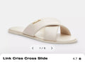 Coach Link Criss Cross Slides Flats Sliders Chalk Leather Uk 6.5 BNIB £225