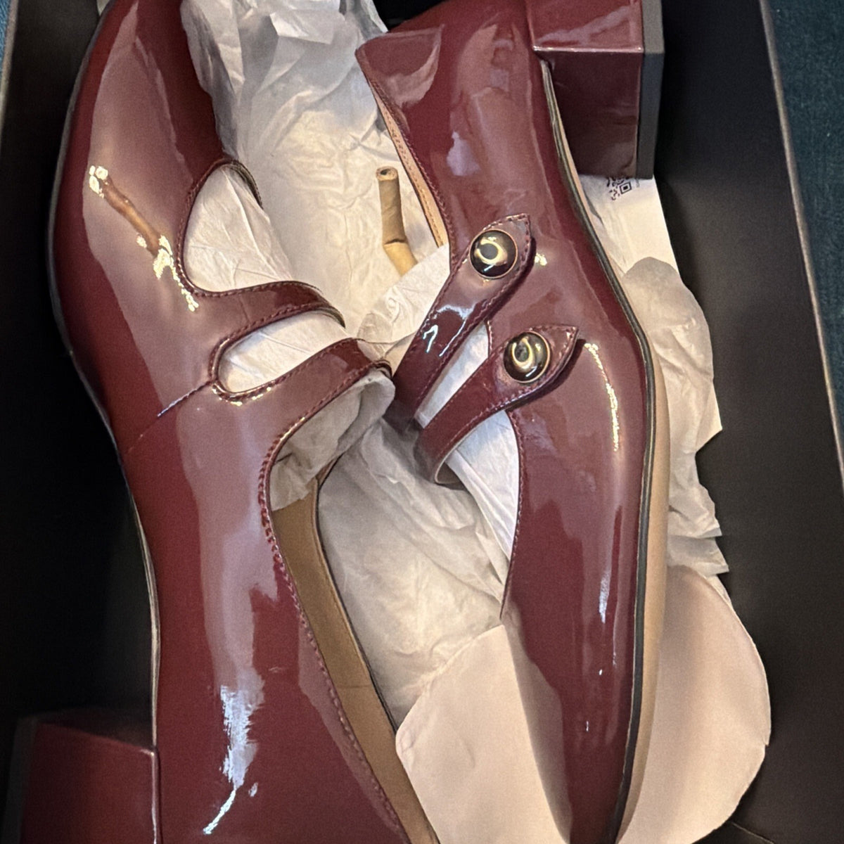 Coach Angelina Patent Leather Mary Jane Shoes UK 4.5 Merlot Burgundy BNIB