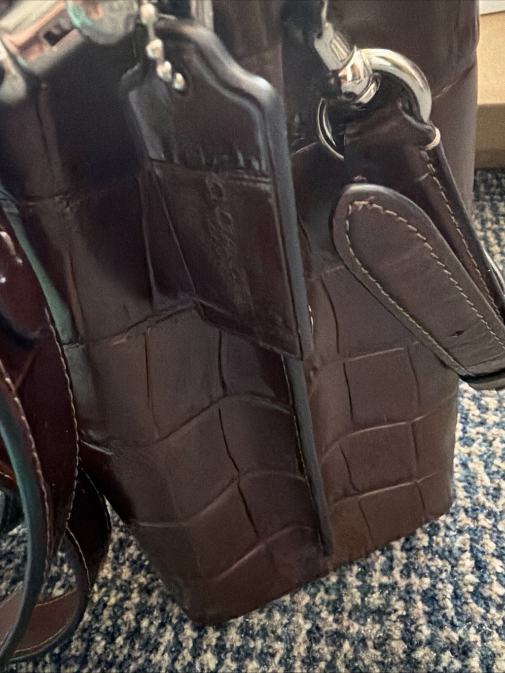Coach Willow Maple Brown Croc Bucket Bag £475 New Leather Silver Hardware