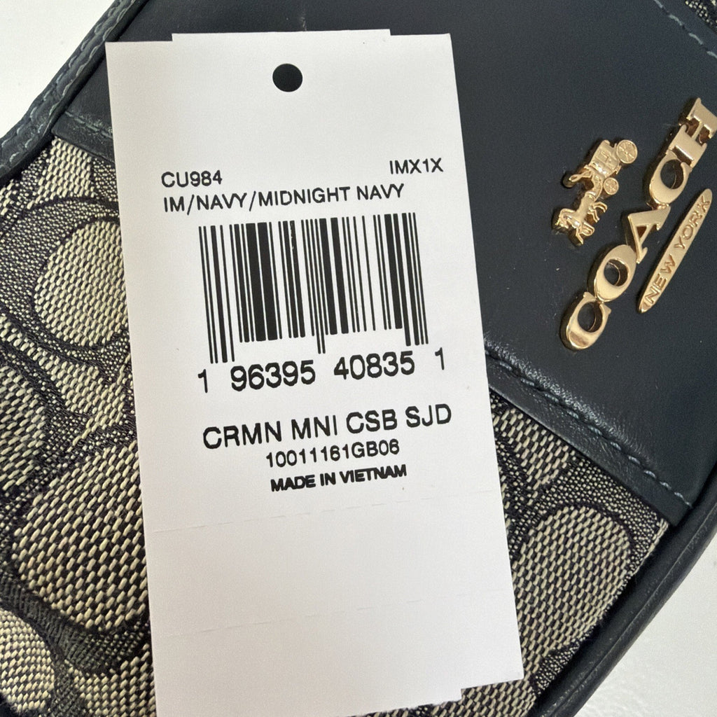 Coach Carmen Mini Crossbody Bag Signature Jacquard Navy Blue - Damage BNWT
