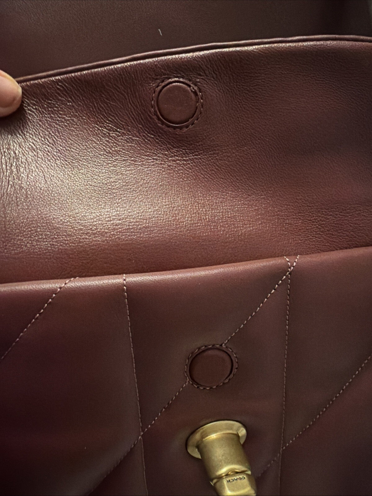 COACH Quilted Pillow Nappa Leather Madison Shoulder Bag Wine Gold C8560 BNWT