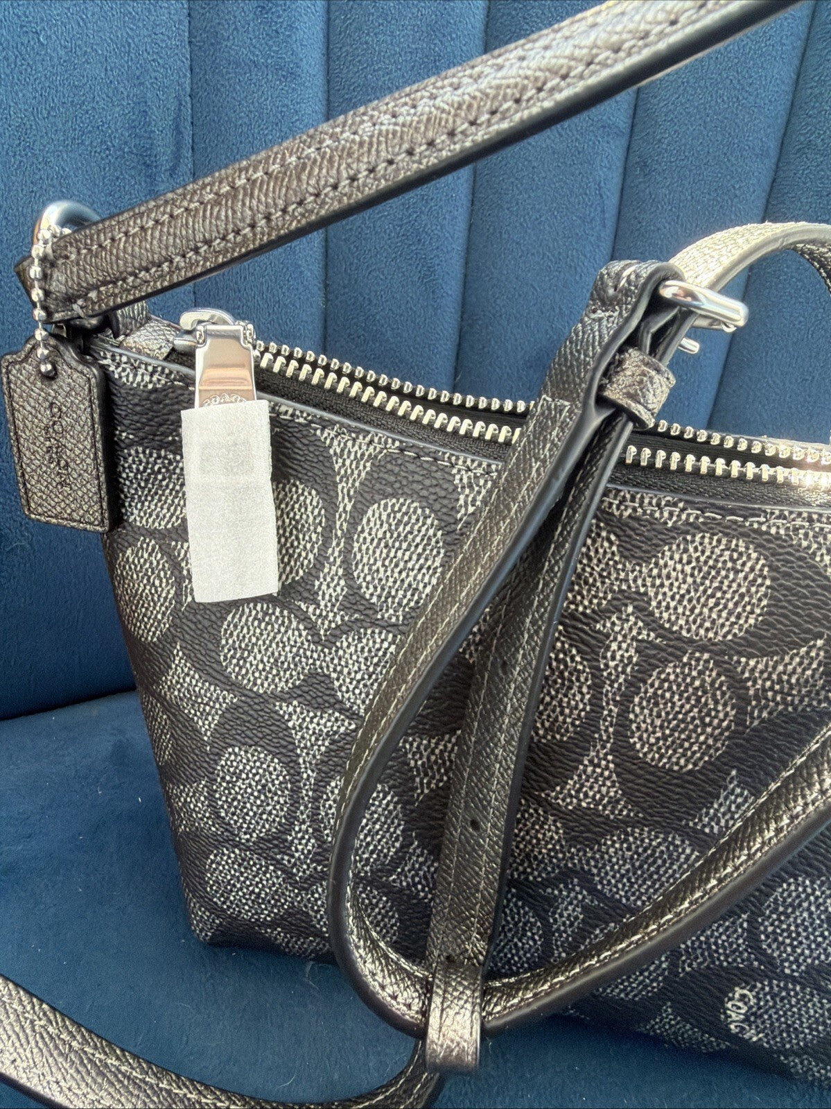 Coach Zip Top Crossbody Bag In Signature Canvas Silver Gunmetal BNWT