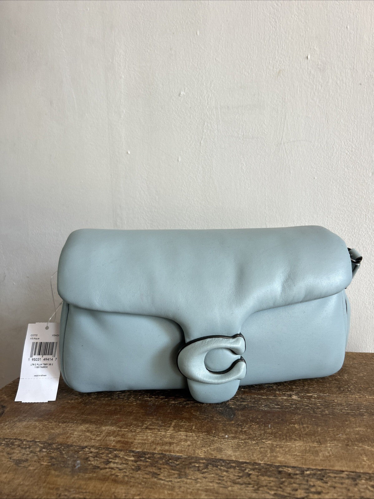 402 Coach Pillow Tabby 26 BNWT in Aqua
