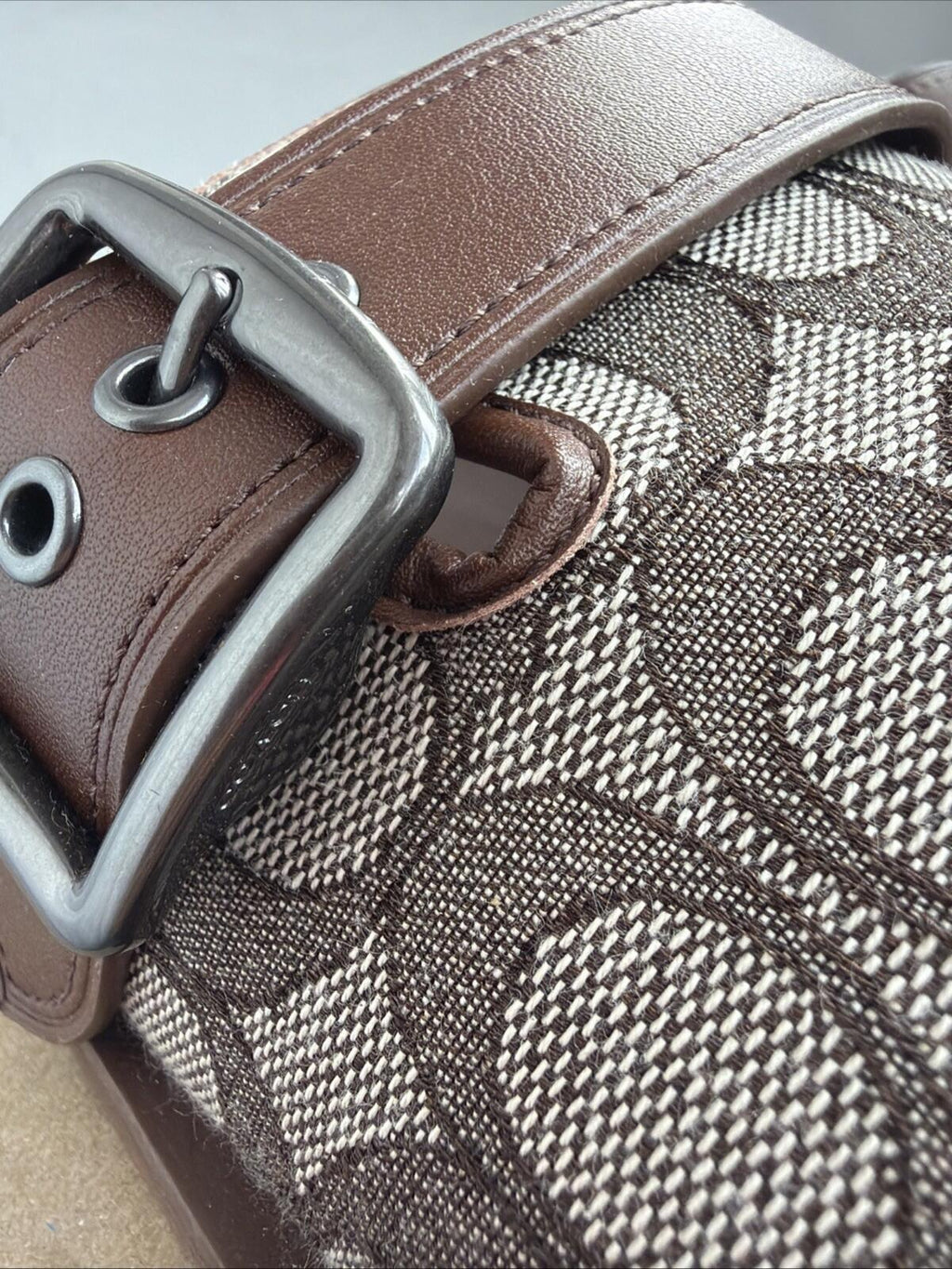 COACH Mens Archival Buckle Clog In Signature Jacquard Slides Oak Brown UK8.5 BN