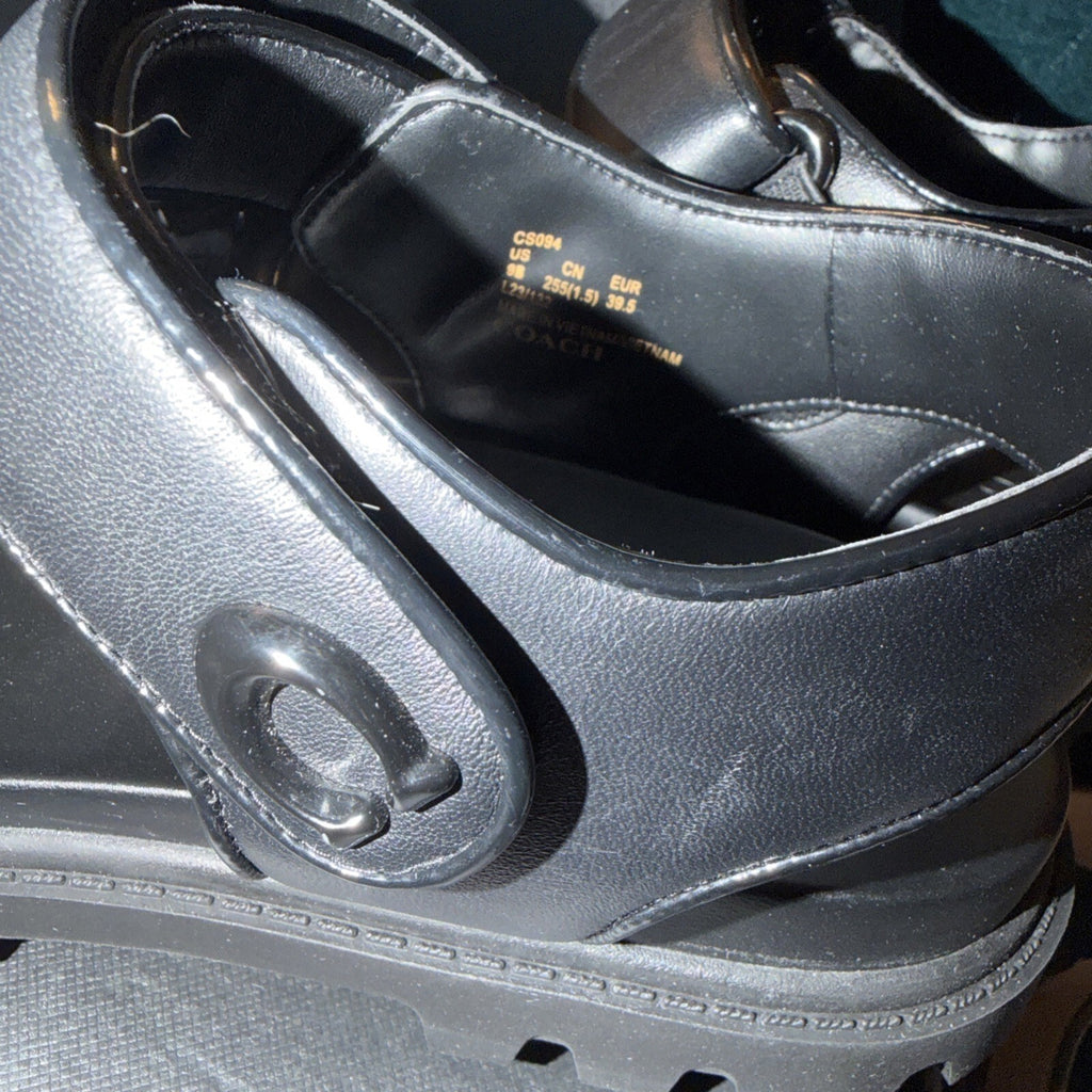 Coach Women Brynn Leather Sandal Black Size Uk 7 USA 9 BNIB