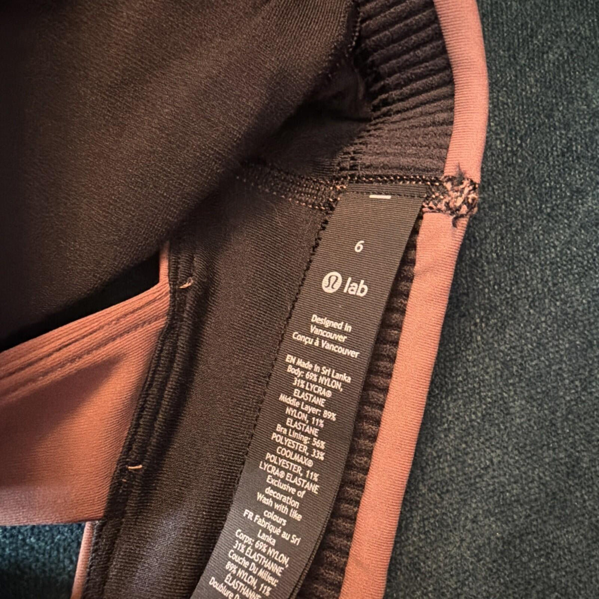 Lululemon lab Luxtreme Deep-V Bra Medium Support B/C Cup Smoky Topaz 6 Uk10 New