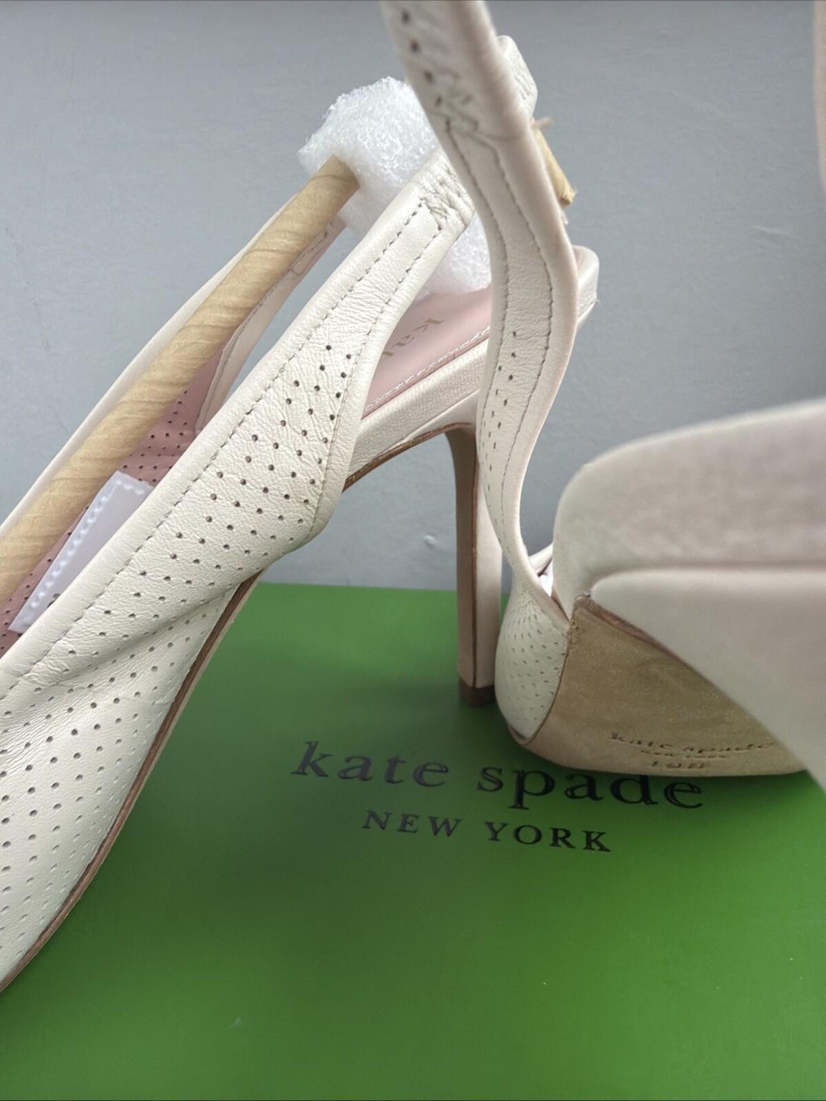 kate spade Veronica High Slingback Heels Pumps Uk 7.5 Parchment Ivory BNIB £250
