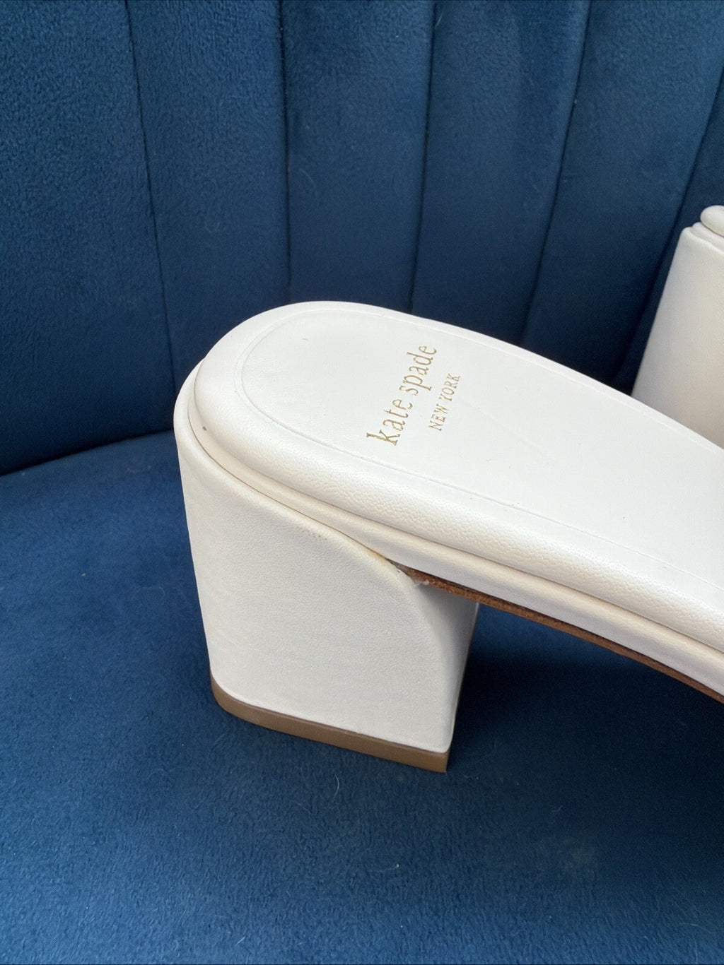 Kate spade new york Duo Block-Heel Dress Sandals Mules Cream Ivory Uk 5.5 New