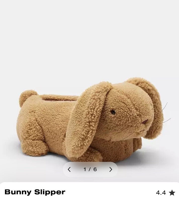 Coach Bunny Rabbit Slipper Teddy Sherpa Fleece Fluffy Brown Size S UK 5-7.5 £295