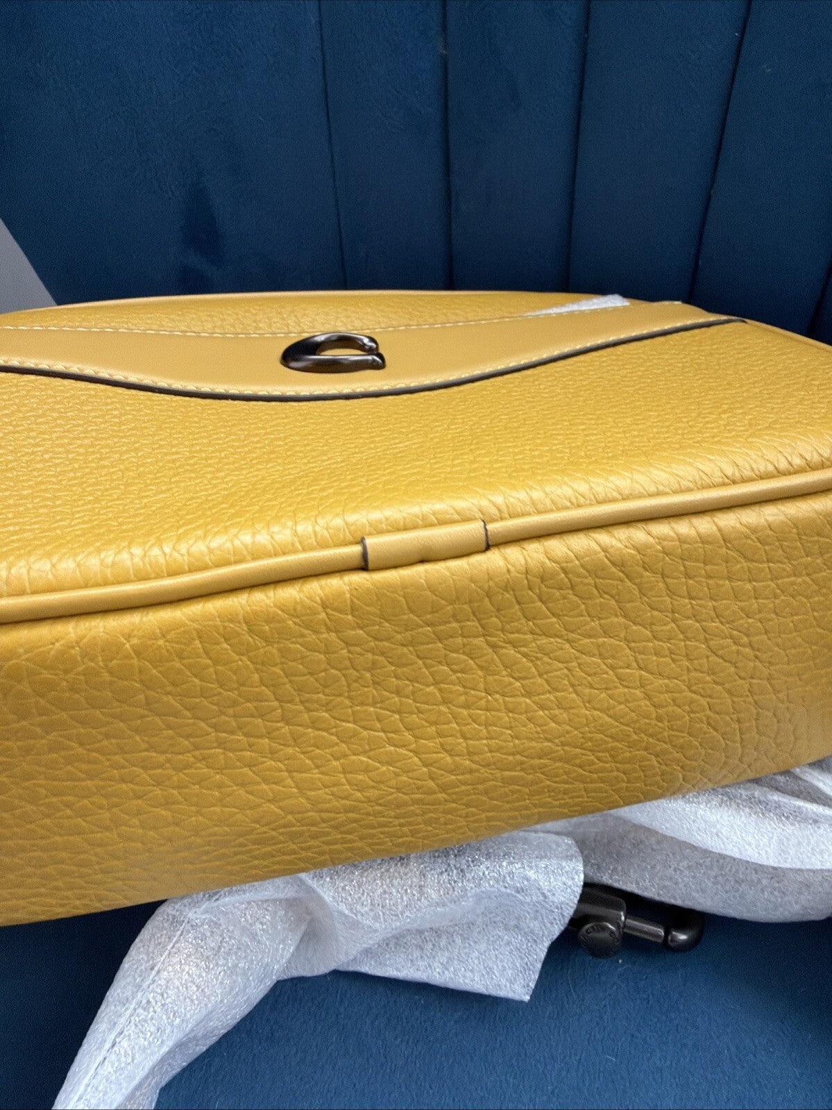 COACH Leather Camera Bag Shoulder Bag CC386 Flax / Mustard Yellow  BN