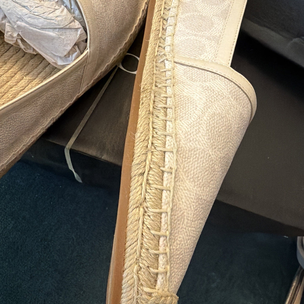 Coach Chalk Collins Coated Canvas Espadrille Flats Uk 6 BNIB White Beige