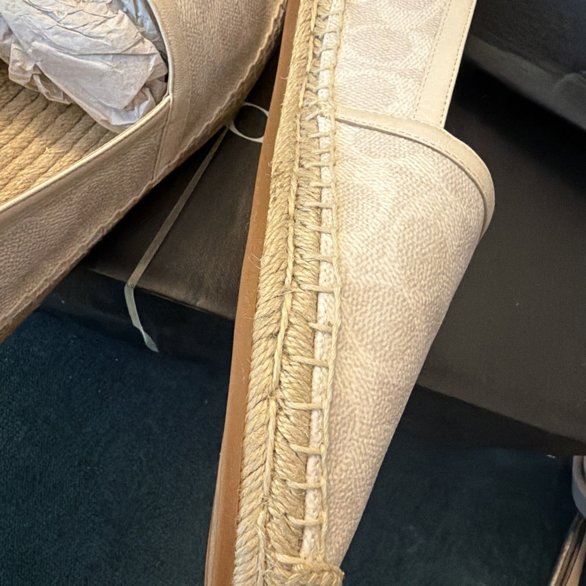 Coach Chalk Collins Coated Canvas Espadrille Flats Uk 6 BNIB White Beige
