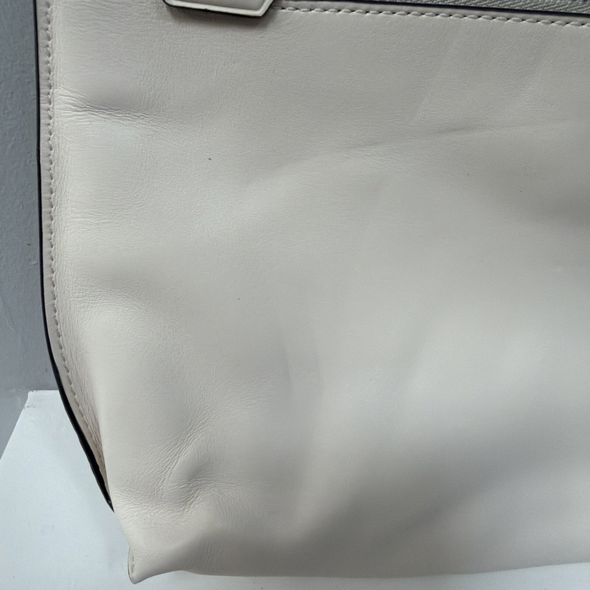 357 Coach Large Charlie leather Pouch clutch/wristlet Ivory Tea Rose Rivets £275