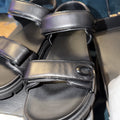 Coach Women Brynn Leather Sandal Black Size Uk 7 USA 9 BNIB