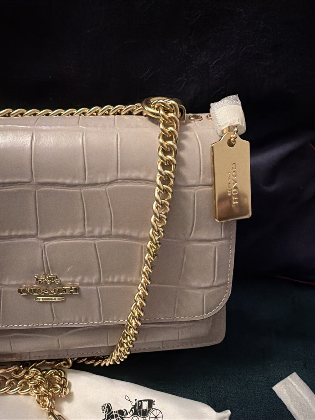 Coach Klare Crossbody Bag CC840 Crocodile Leather Grey Birch BNWT