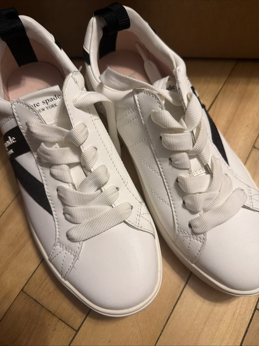 Kate Spade K As In Kate Court Nappa  Leather White Black Uk 4 Trainers BN £160