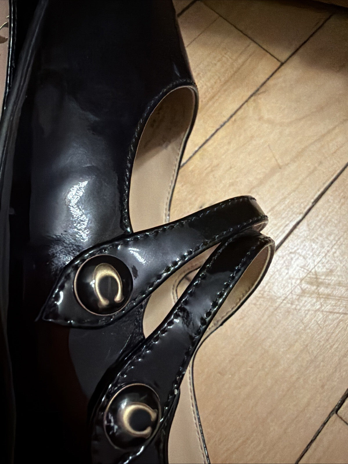 Coach Winley Mary Jane Black Patent Leather Ballet US Size 7 Uk 5 Eu 37.5 New