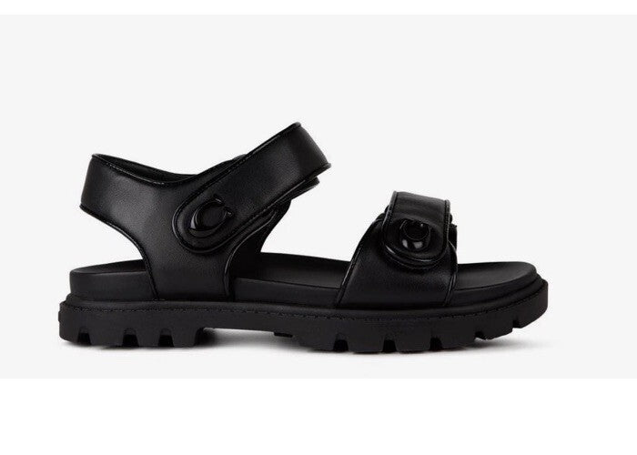 Coach Women Brynn Leather Sandal Black Size Uk 7 USA 9 BNIB